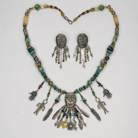 Robert Shields SPIRIT Necklace Earrings Sterling Silver Turquoise Southwestern - Picture 6 of 11